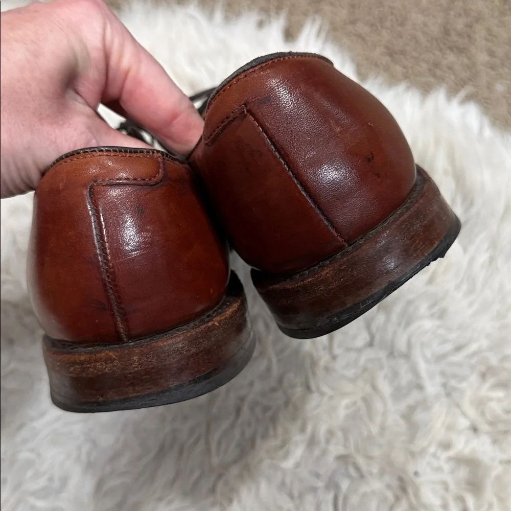 ALLEN EDMONDS Delray Tan‎ Brown Oxfords Sz 9 B Split Toe Mens Dress Shoes USA